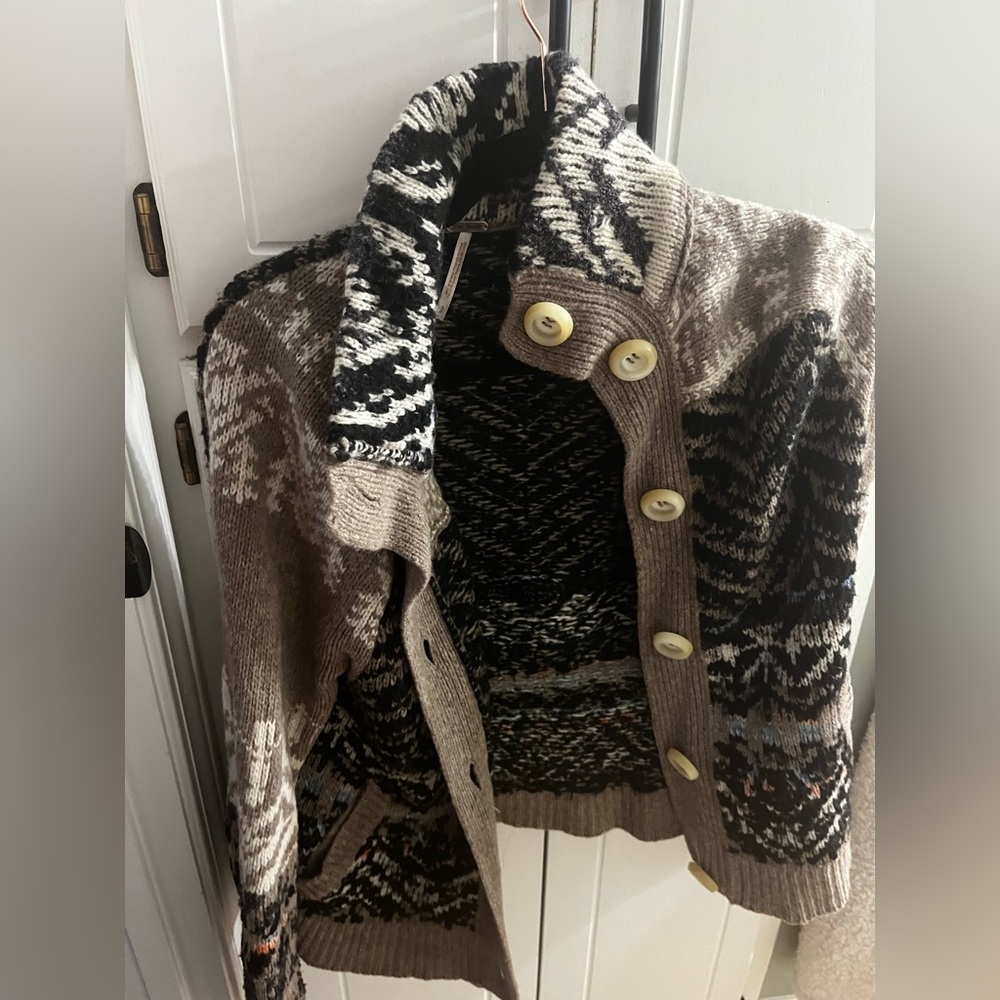 Free People fair isle cardigan sweater size Small - Picture 3 of 5